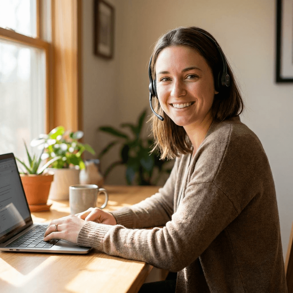 A friendly MapBoostXL support specialist wearing a headset